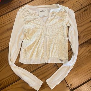 Lace Abercrombie Cropped Lace Cream White Cardigan